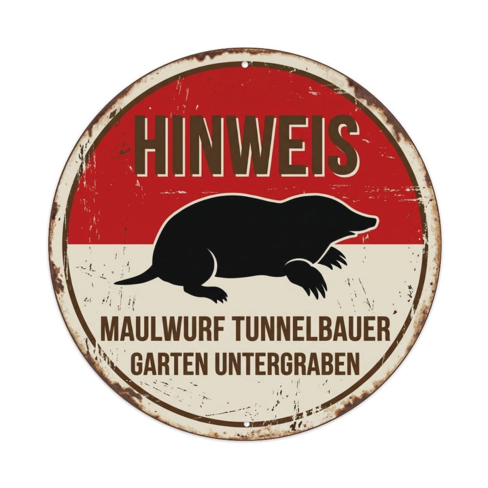 Fqcyn Style Sneaky Mole Tunnel Digger Metal Tin Sign Plaque Wall Decor For Cafe, Club Bar, Office, Home Garden Round Metal Poster 8X8inch