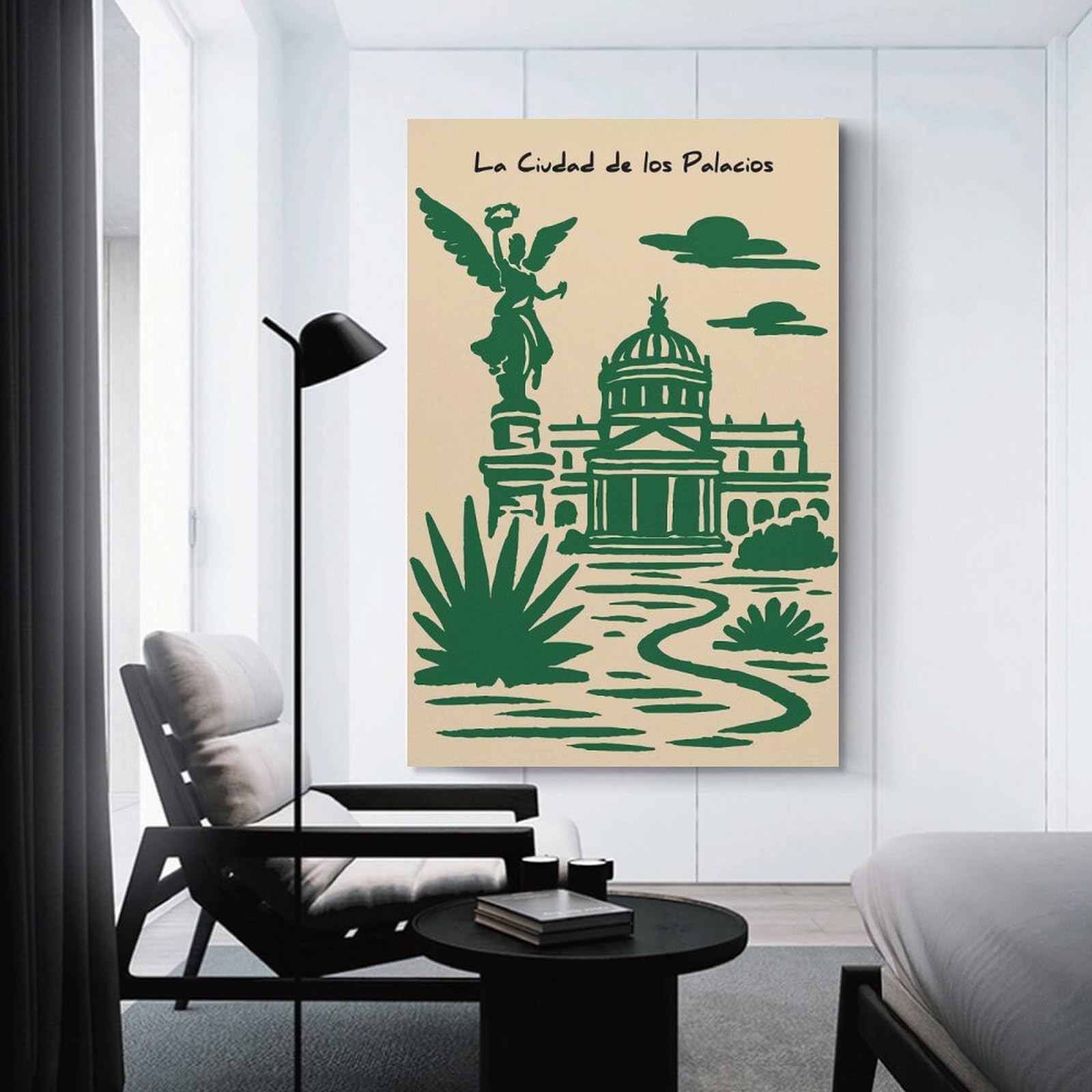 Junmoney Angel of Independence And Palacio De Bellas Artes Canvas Wall Picture, 20x30inch(50x75cm), for Bedroom Walls, Guest Spaces Or Lounges, Stylish Decor for A Restful Room Update