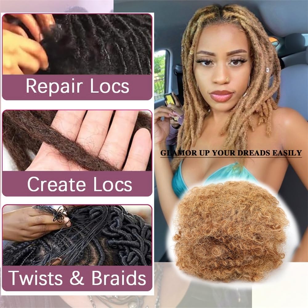 Splatanie włosów Afro Kinkys Ludzkie Włosy Ludzkie Do Przedłużania Dredów 27# Blond Afro Szydełkowe Włosy Dla Czarnych Kobiet Kobieta(8inches)