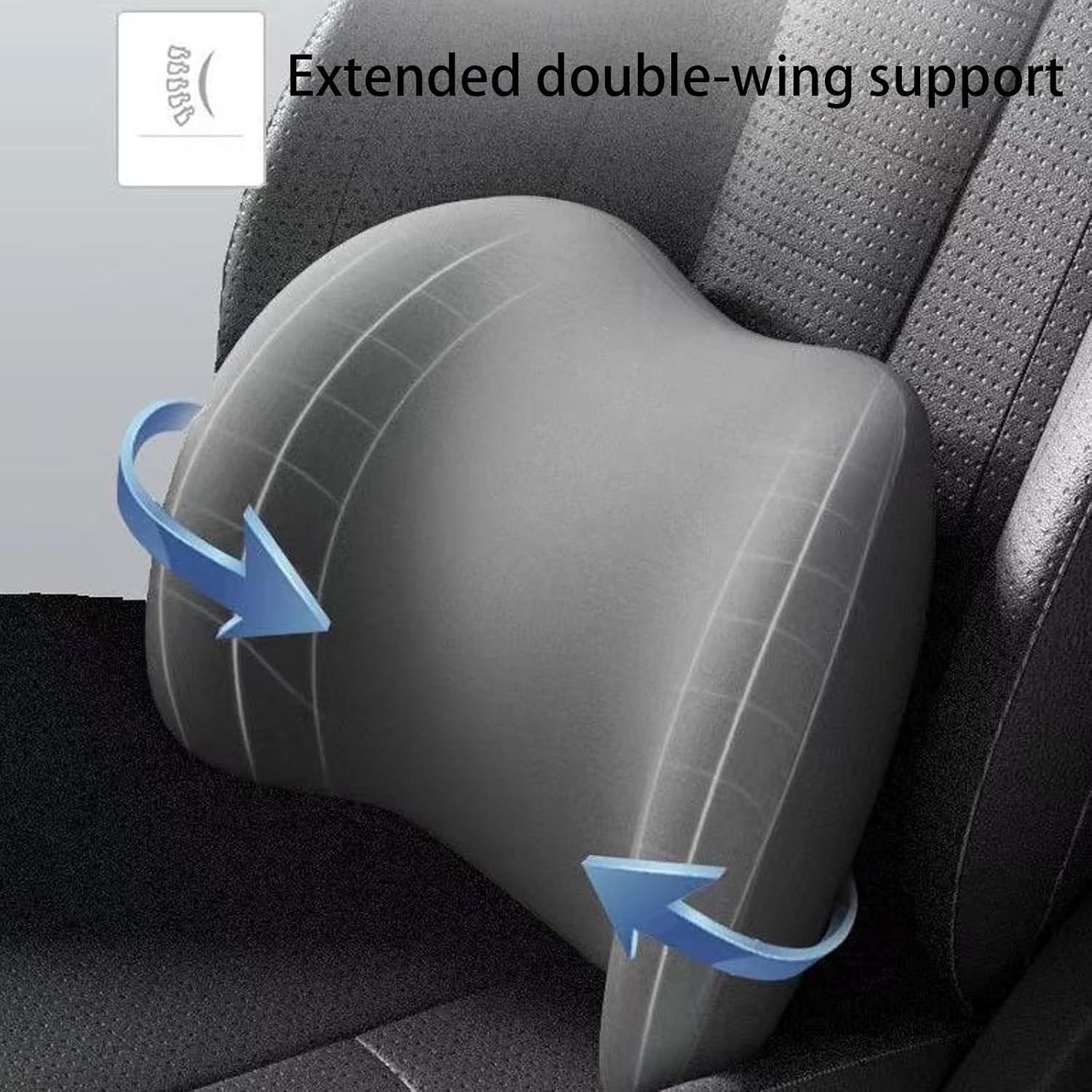 Ergonomic Car Seat Headrest & Lumbar Cushion, Car Lumbar Support Pillow and Car Neck Pillow Kit for Neck Back Pain Relief - Idea for Office Chair or Car Seat (Gray,Lumbar Cushion)