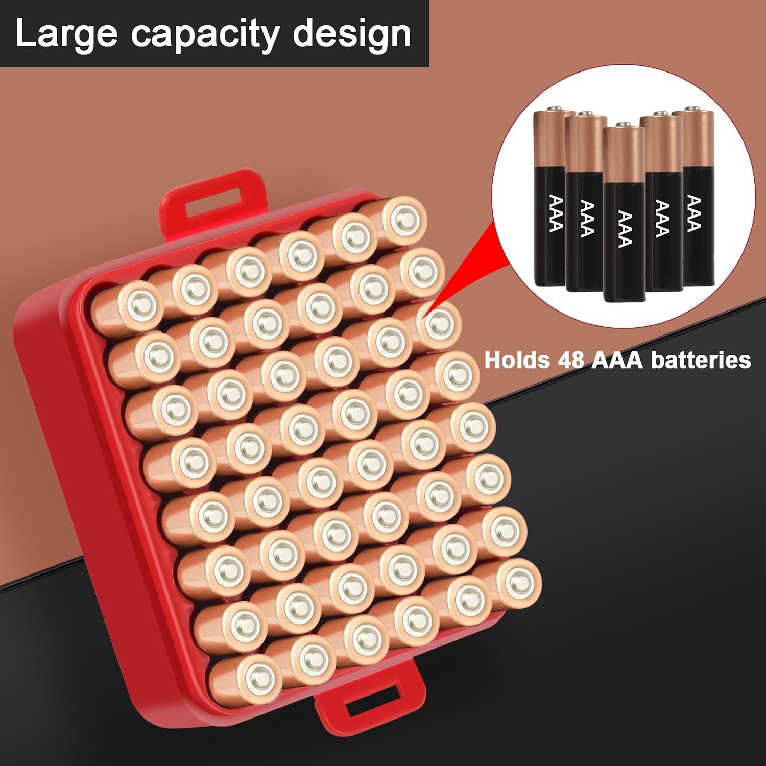 ALCYON Clear Plastic Battery Organizer Storage Case for 48 AAA Batteries image 3