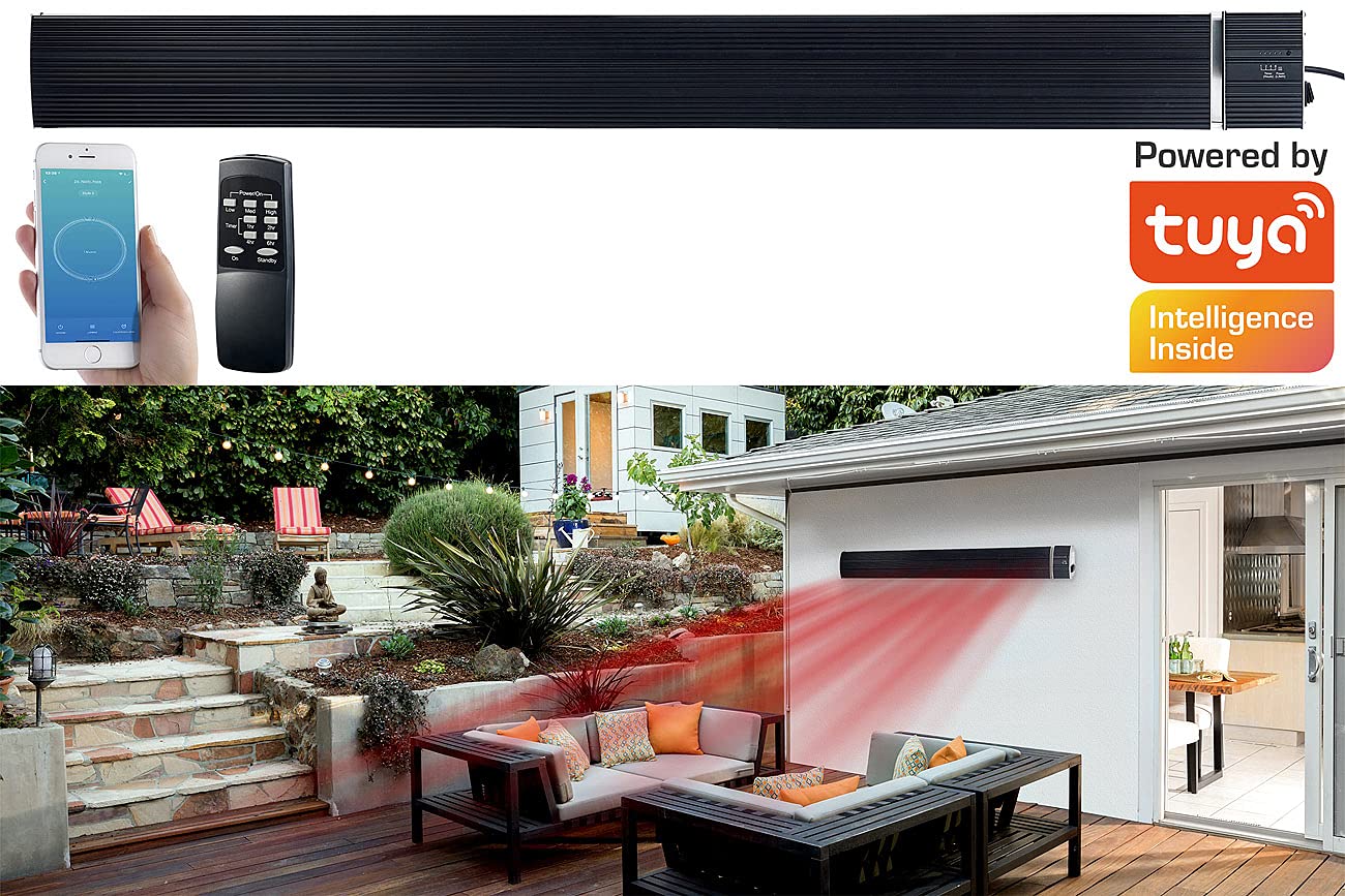 Semptec Urban Survival Technology Infrarotstrahler: IR-Dunkelheizstrahler mit WLAN, App, Timer, 3.200 W, IP65, schwarz (Dunkel Heizstrahler, WiFi Heizstrahler, PC)