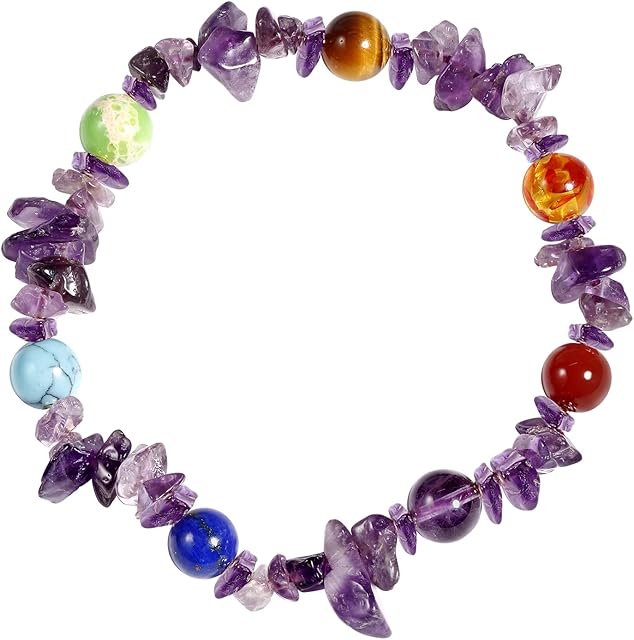 Jewboo Reiki Crystal Healing Stones 7 Chakra Bracelet for Women Natural Gemstone Stretch Balance Stress Relief Yoga Meditation Bracelets