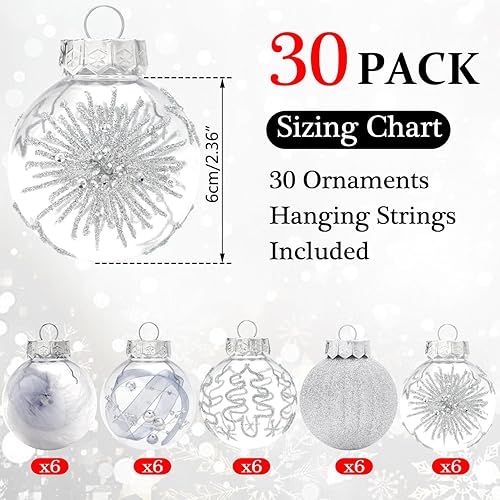 Miniatura 2 de Adornos de bola de Navidad de 30 unidades, 2.362 in2.36 pulgadas, irrompibles, decoración de árbol de Navidad, adornos decorativos colgantes para