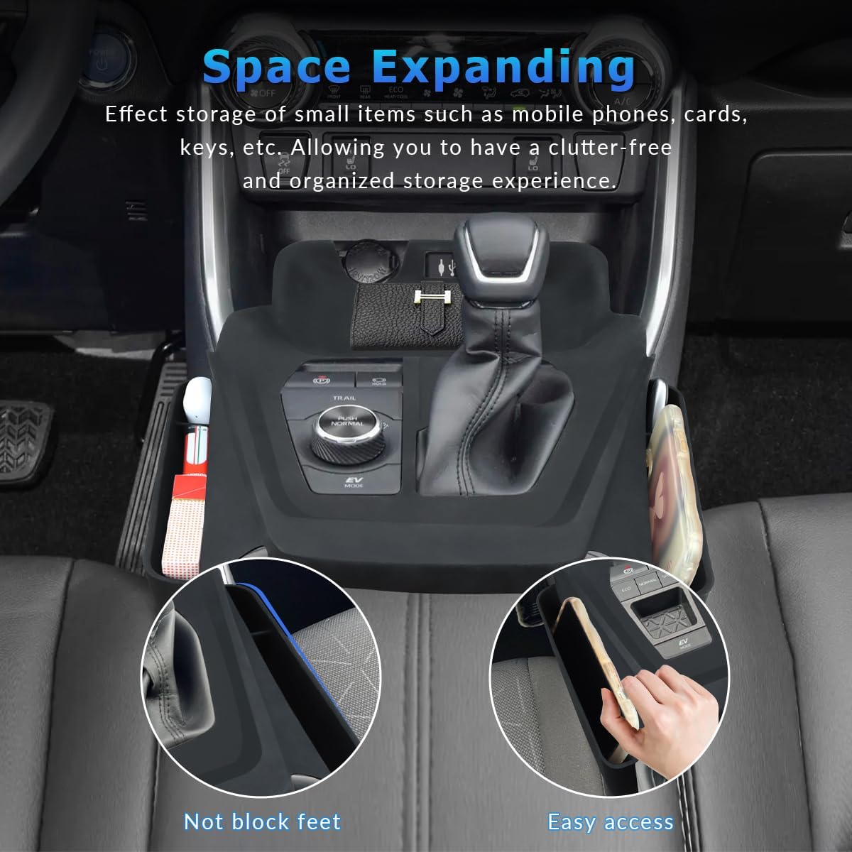 INTGET Gear Shift Panel Silicone for Toyota RAV4/RAV-4 Accessories 2019 2020 2021 2022 2023 2024 2025 Center Console Organizer Tray Storage Box with Wireless Charging Protective Pad Interior Cover