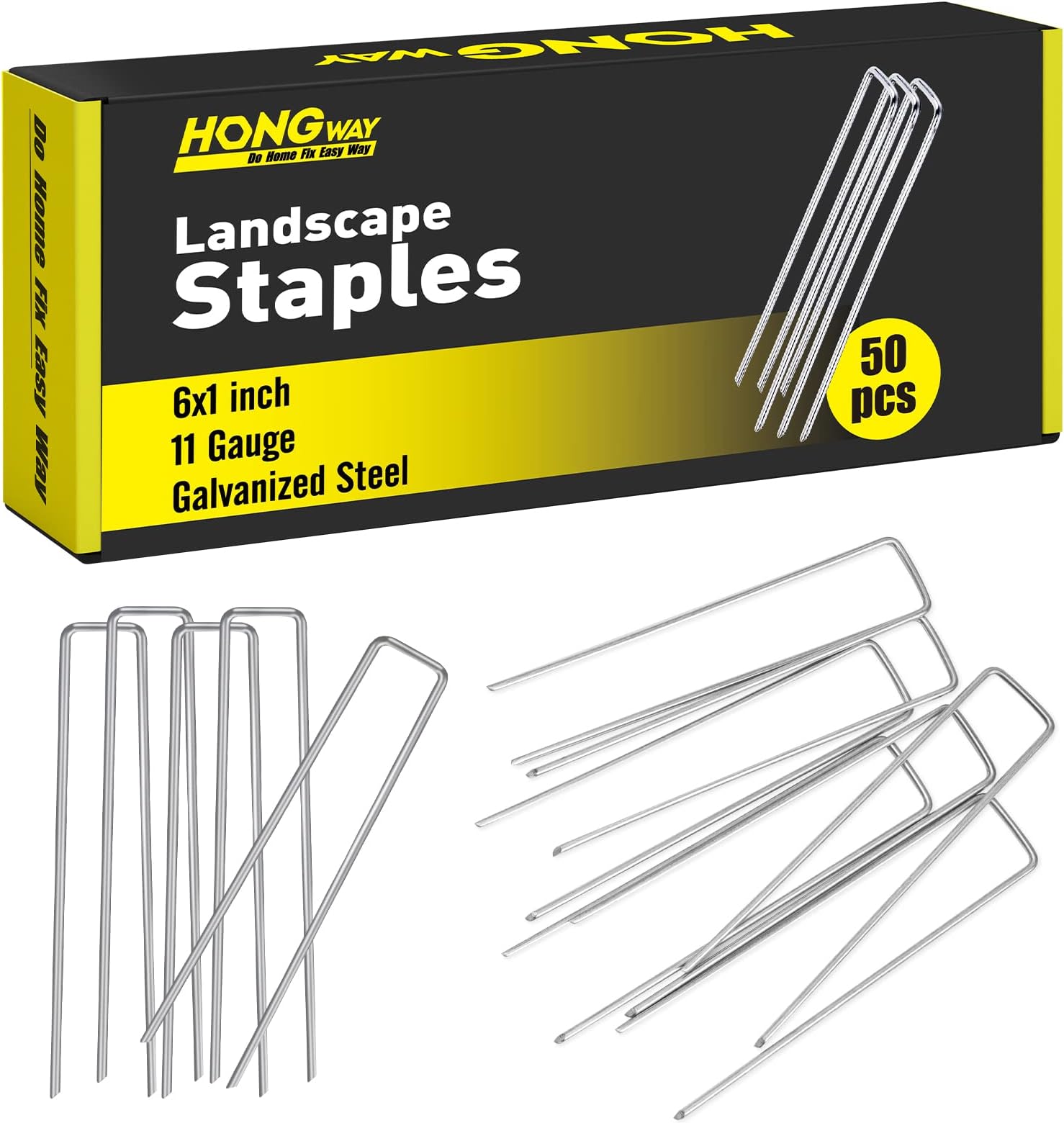 La Farah 50pcs Garden Stakes, 8 Inch Landscape Staples, 11