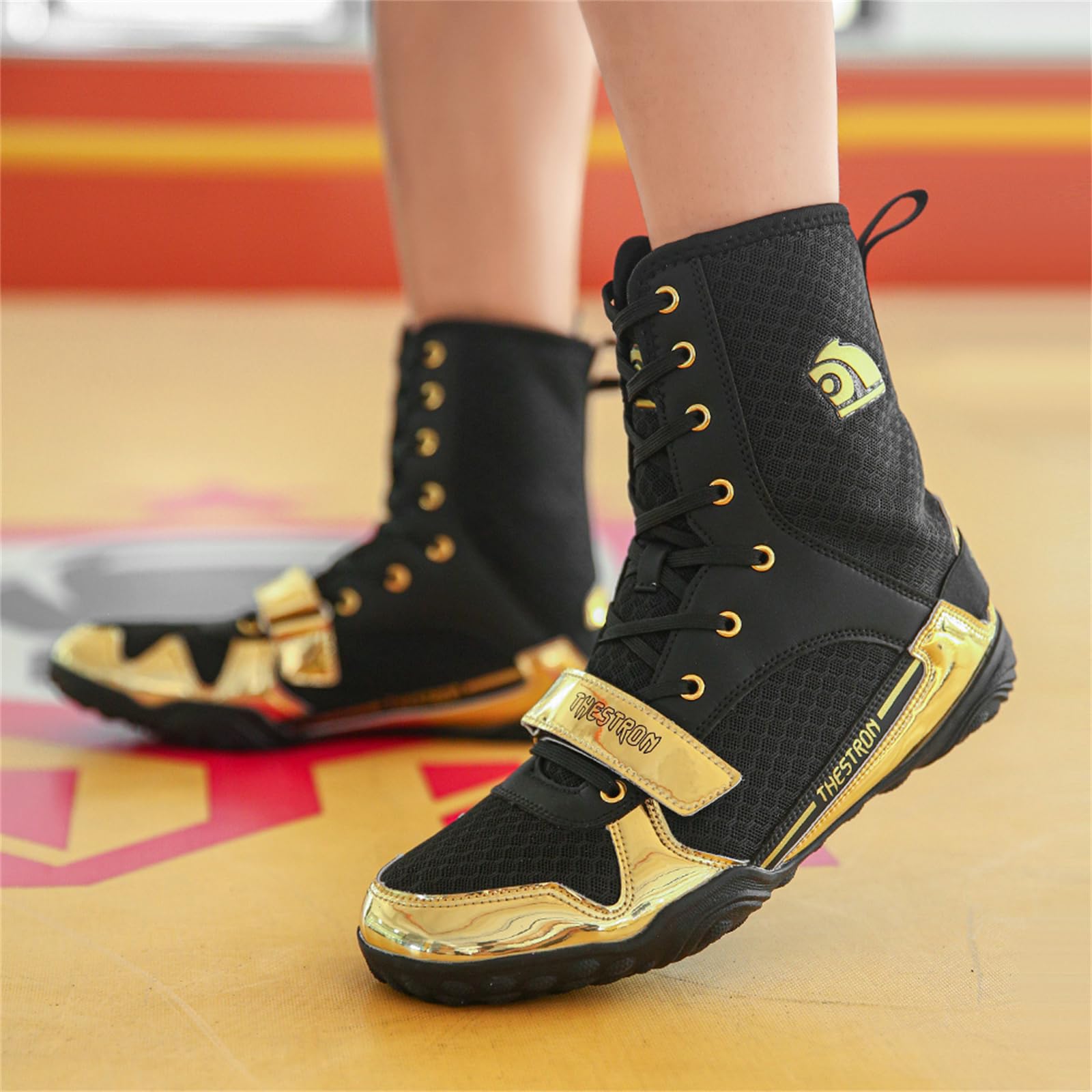 Scarpe da Boxe Uomo, Stivali da Wrestling Scarpe da Ginnastica Fitness Antiscivolo Leggere Alte da Allenamento Indoor