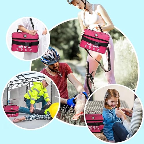 Miniatura 7 de Kit profesional de primeros auxilios grande de 435 piezas, incluye gasa comprimida, compartimentos, kit médico de emergencia para el hogar, camping,