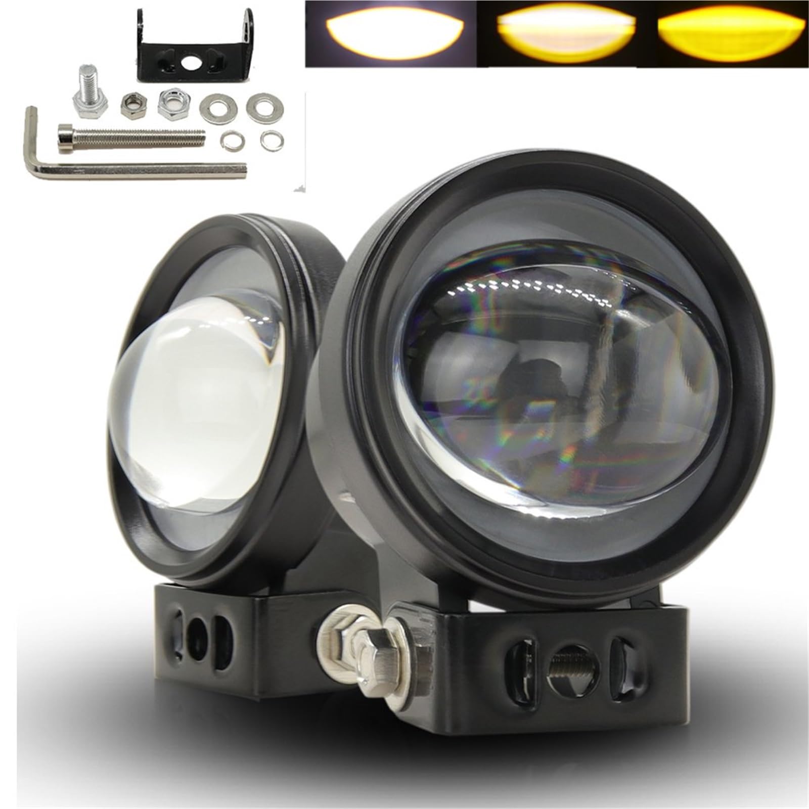 Phare Antibrouillard Ampoules À Lentille 2 Pouces Feux Conduite Auxiliaires pour Motos Projecteurs pour Scooter 4x4 Moteur 3000k 6000k Lumière LED Phare Moto LED
