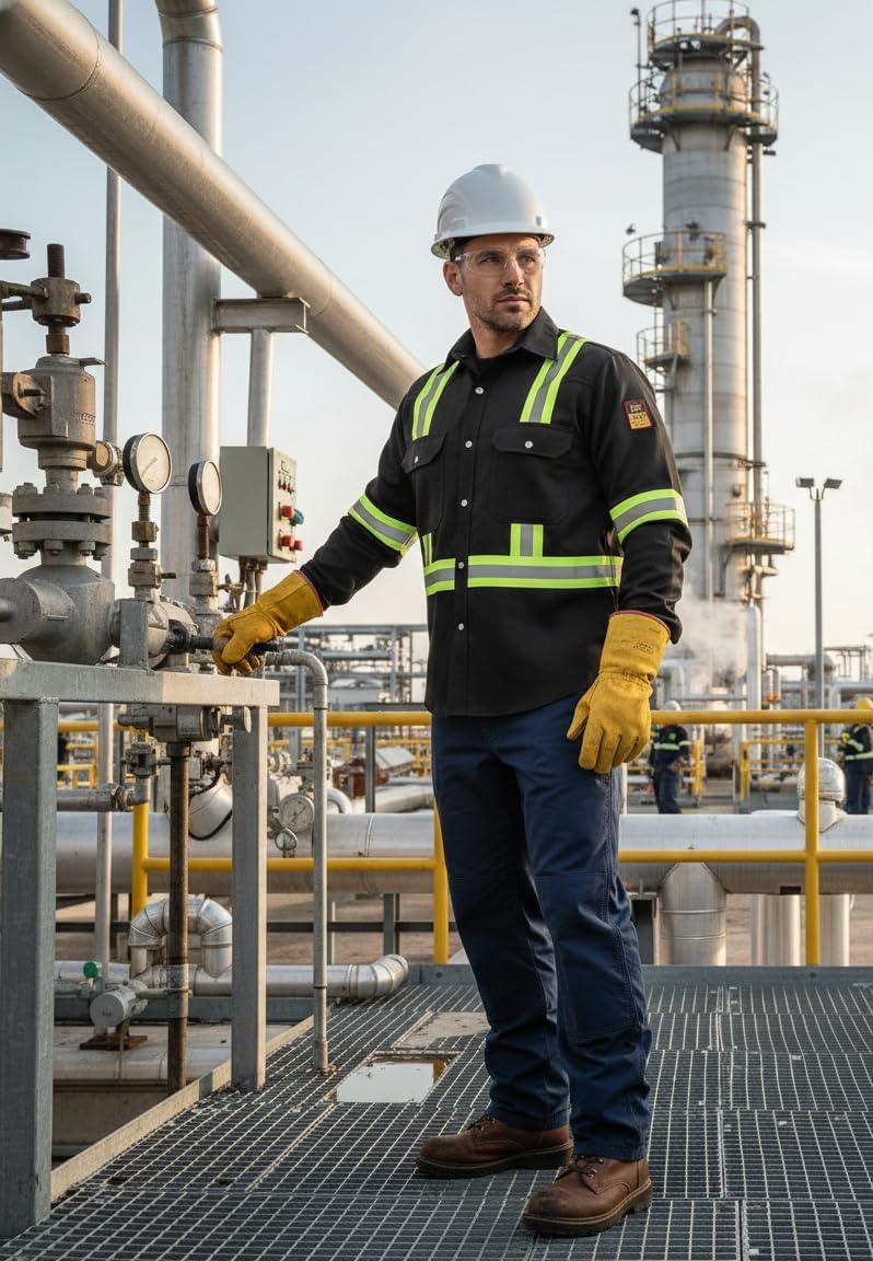 Flame Resistant High Visibility Hi Vis FR Shirt - 100% C - 7 oz - Image 2