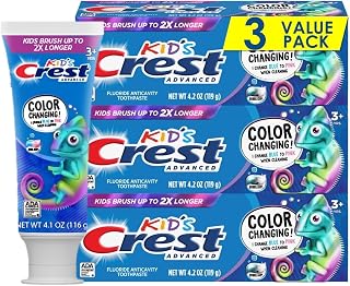 Crest Advanced Kid's Fluoride Toothpaste, Bubblegum Flavor, 4.2 oz, Color-Changing Anticavity Toothpaste, 3 Count (Pack of 8)