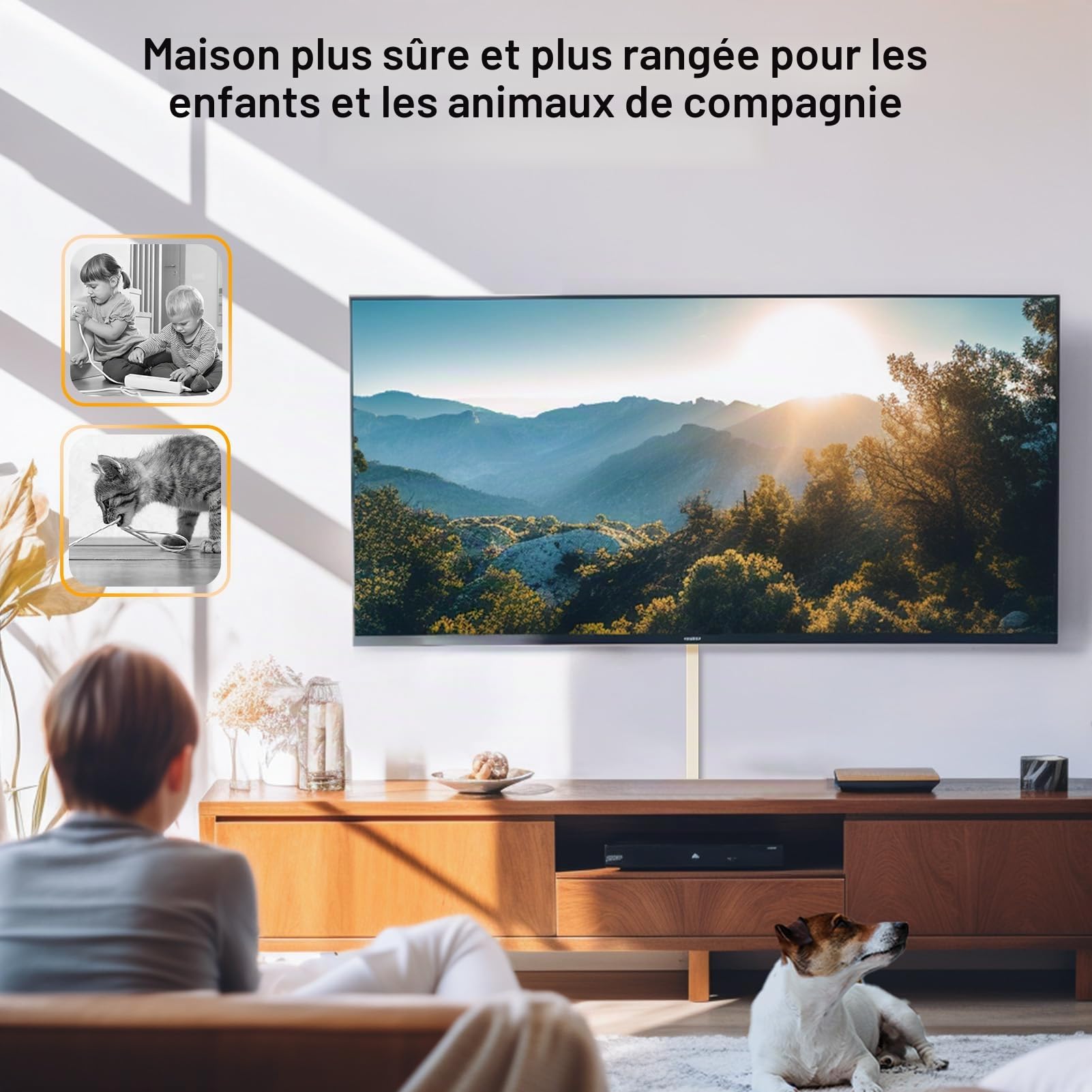 Delamu 4M Goulotte Passe Cable Murale Autocollante, Cable Management, Cache Cable Fils Goulotte Electrique pour TV & Bureau, 10 pièces, L400mm x W24mm x H14mm, ‌Beige