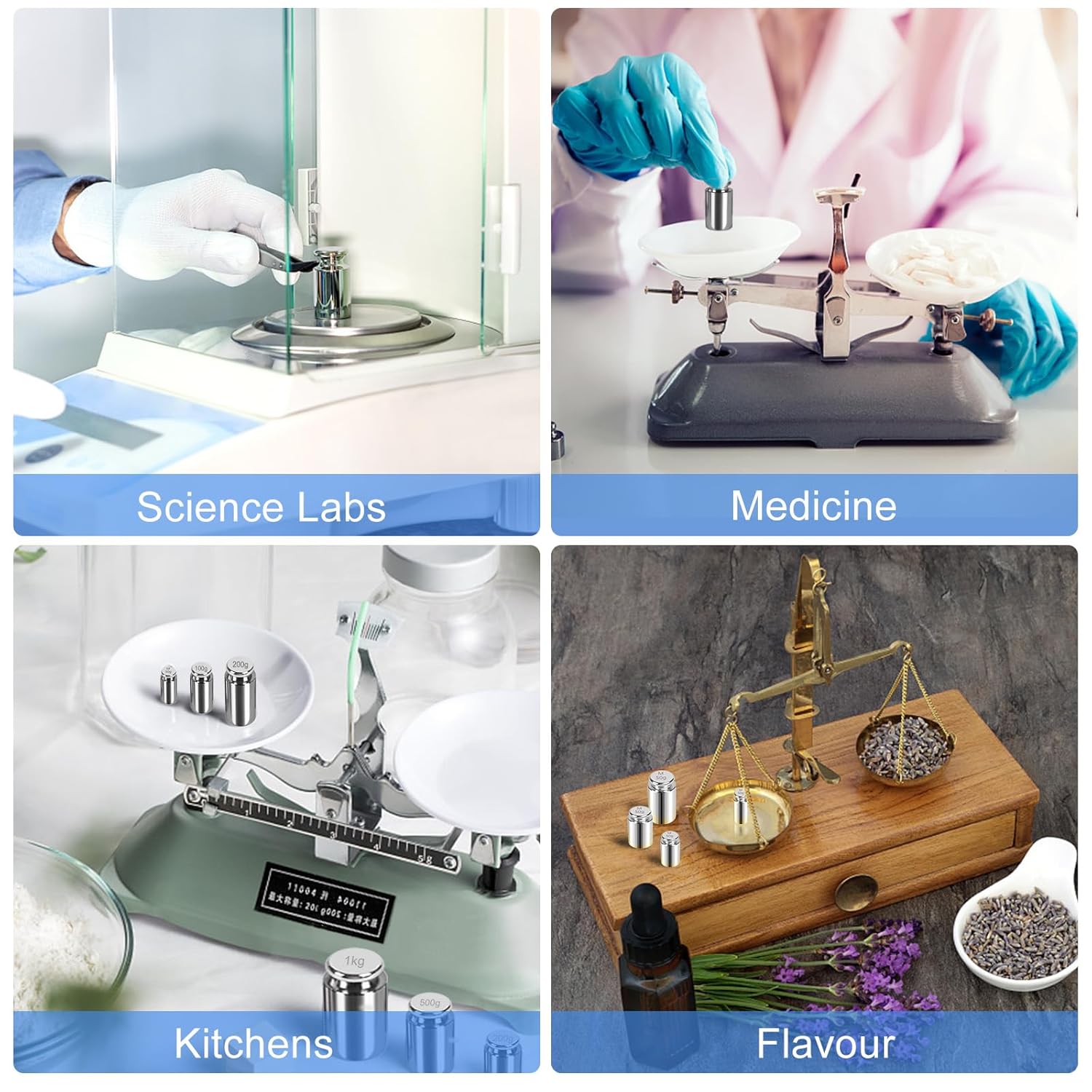 QP 2000g Calibration Weights, OIML Class M1 High Precision Gram Weights, Stainless Steel Scale Calibration Weight for Digital Scale, Balance Scale, Chrome Finish Scale Weights with Storage Case