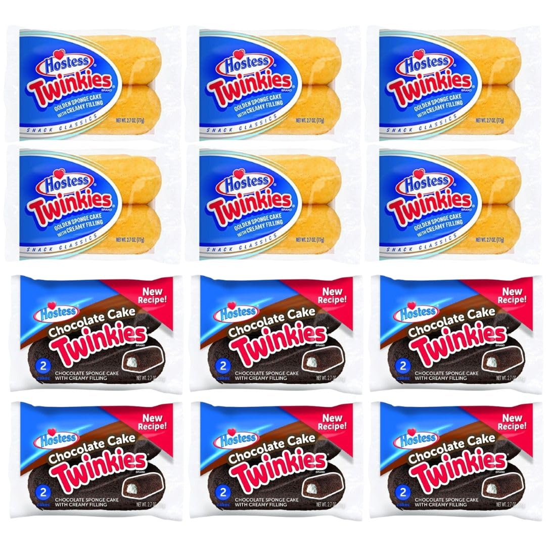 The Snack Store Variety Pack | Hostess Twinkies and Chocolate Twinkies 2.7 Ounce, 12 Count Double Packs, 24 Total Twinkies!
