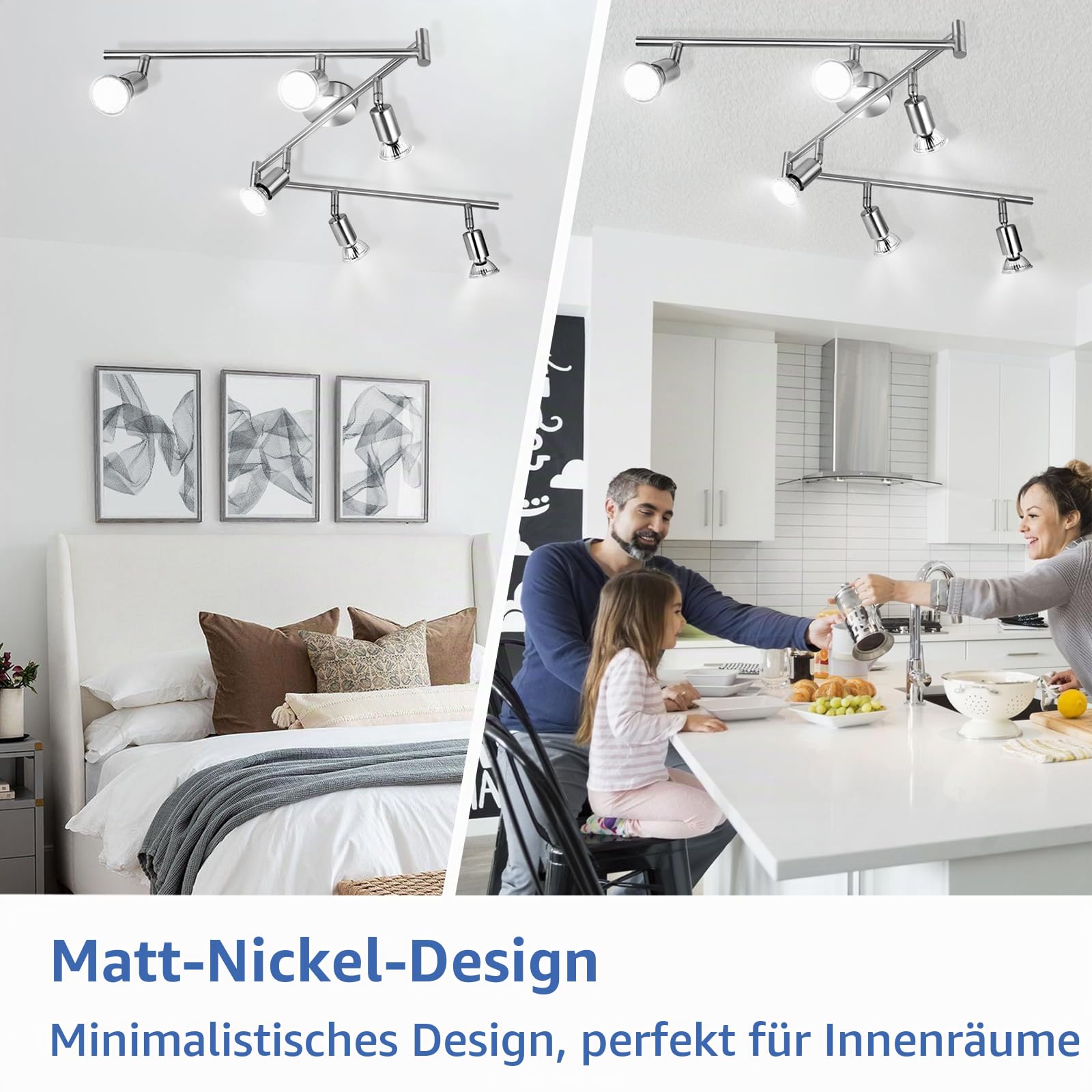 wowatt LED Deckenstrahler 6 Flammig Silber Inkl. 6x 5W GU10 6000K Kaltweiß