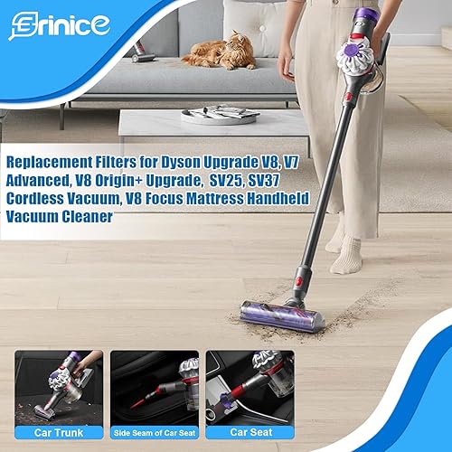 Miniatura 7 de Filtro de repuesto V8 Plus mejorado para Dyson V8 V7 SV25 SV37 V8 Animal/Extra/Absoluta Aspiradora Inalámbrica, 2 Postes + 2 Filtros de Premotor de