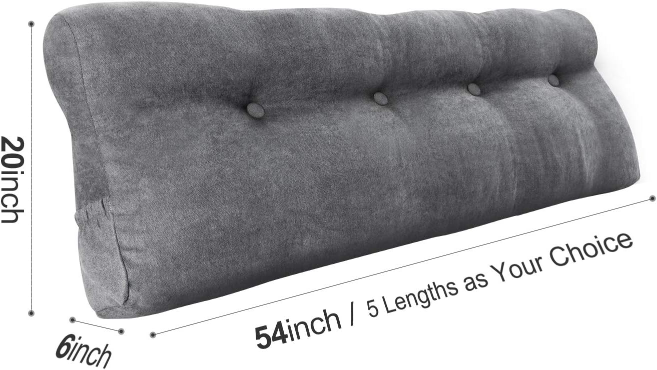 Vekkia Large Triangular Bed Rest Positioning Support Pillow for Reading in Bed, Perfect Bolster Lumbar Cushion for Day Bed & Bunk Bed, Wedge Headboard Pillow with Removable Cover Blue （Twin）: Home & Kitchen