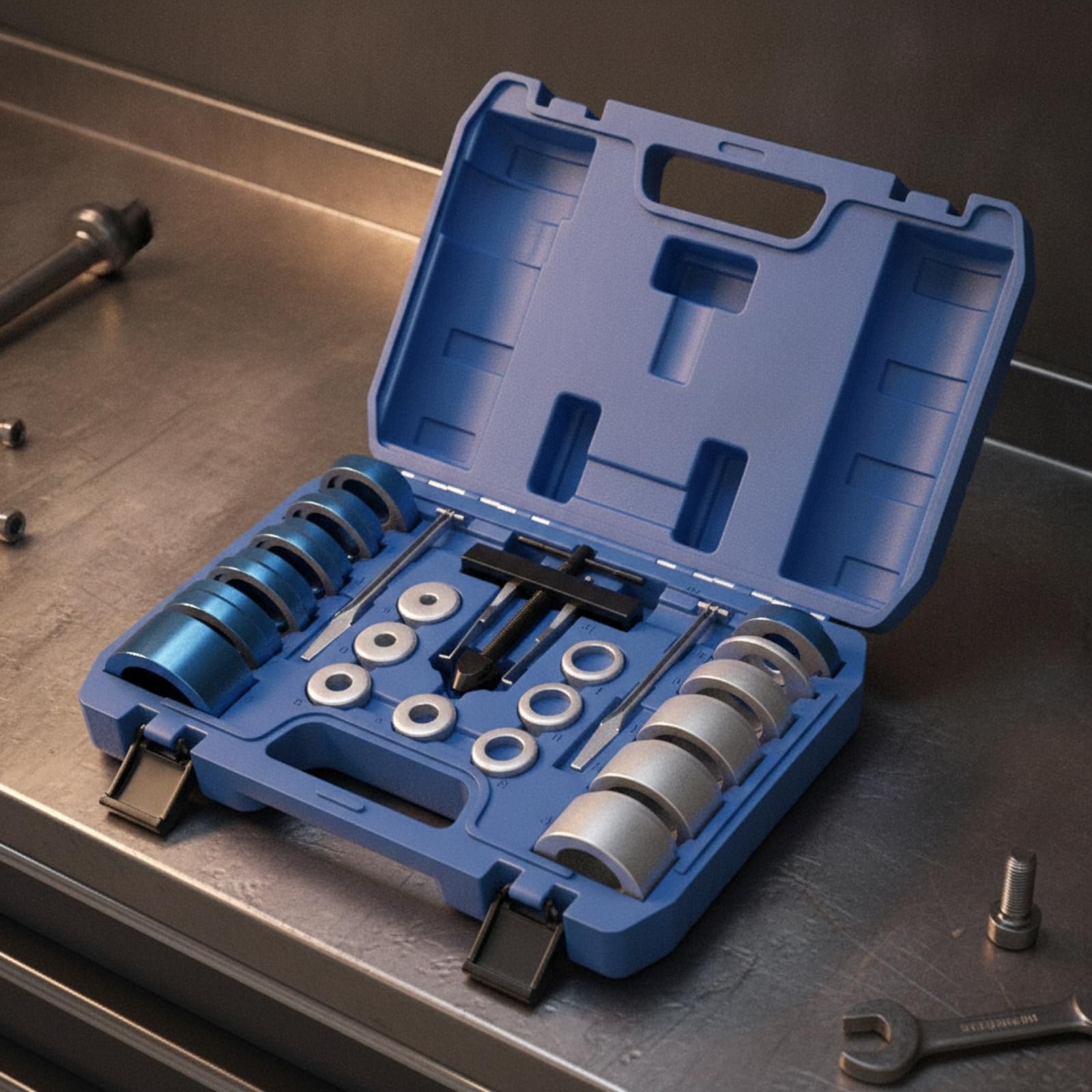 Instalador de Sello de Motor Kit Instalador de Reten Eje Cigüeñal Herramienta de Montaje con Barra Presión Uniforme Acero 45 con Caja Rígida Adecuado