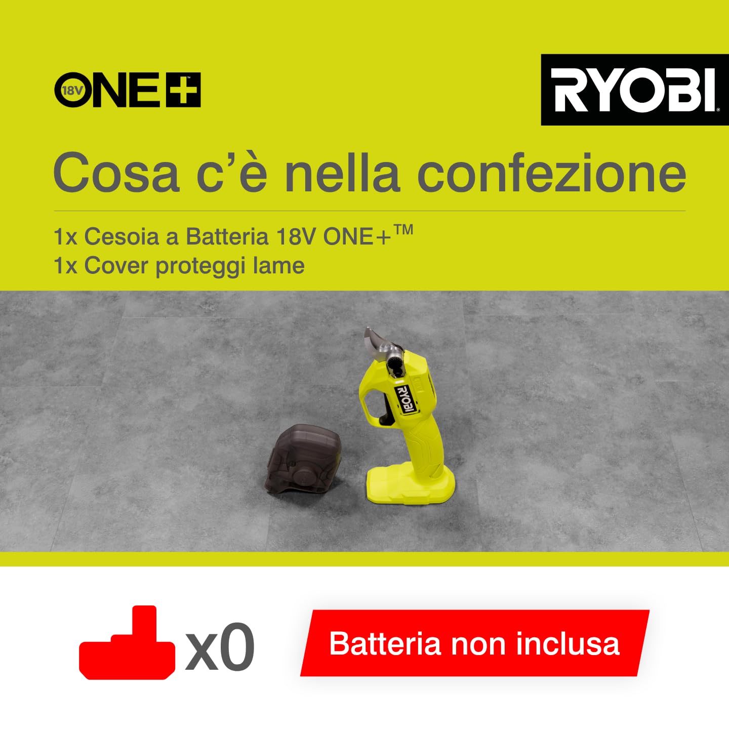 Ryobi R18SCA‑0 Cesoie Potatrici a Batteria 18V ONE+, Lama Bypass 25 mm, Coppia 145 Nm, Solo Corpo Macchina