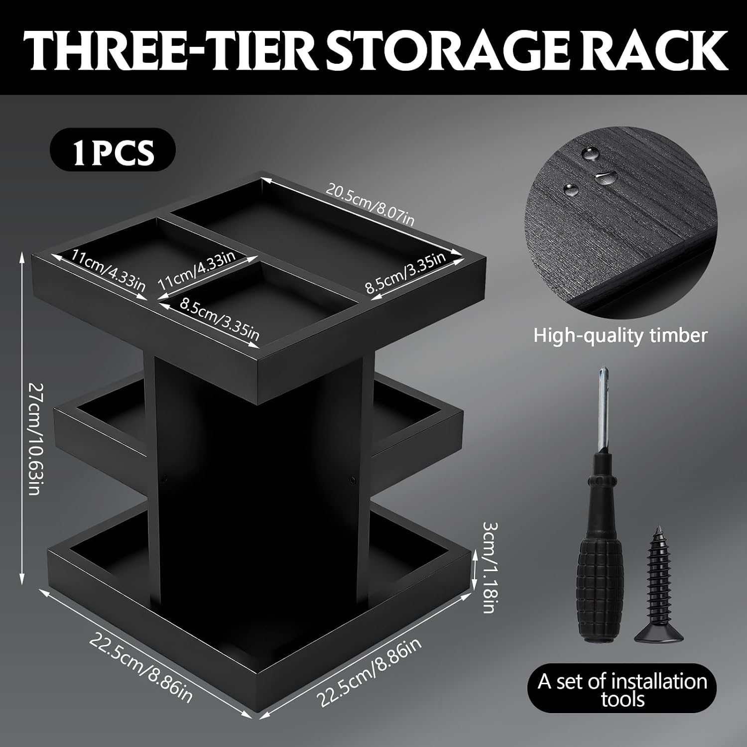 3-Tier Wood Cologne Organizer for Men, Large Capacity Rotating Cologne Perfume Organizer, Perfume Organizers for Mens Room Decor,Mens Bathroom Organizers and Storage,Birthday FathersDay Gifts for Men