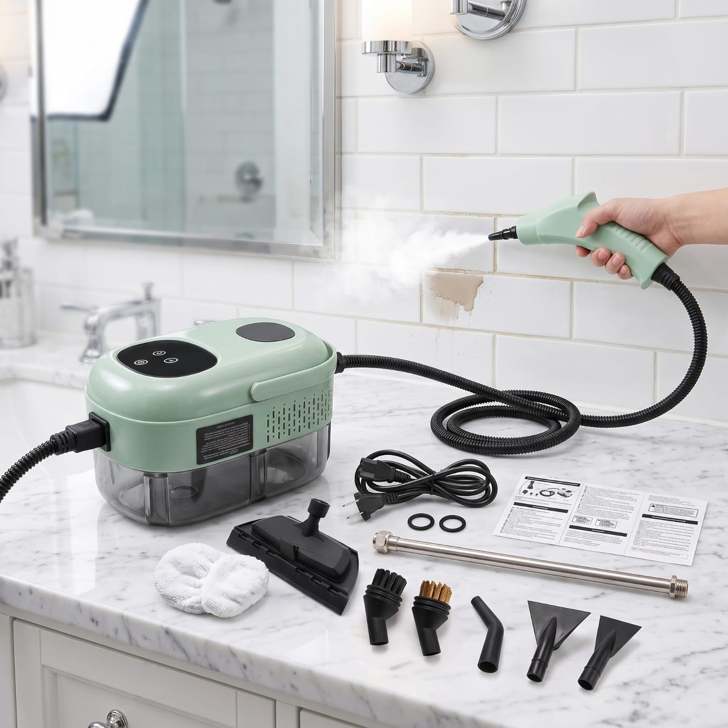 High-Temperature Handheld Steam Cleaner Deep Cleaning Handheld Steam Cleaner with Hose Touch-Control Appliance Electric for Kitchen, Household, Red, Eu 220V B-image-24