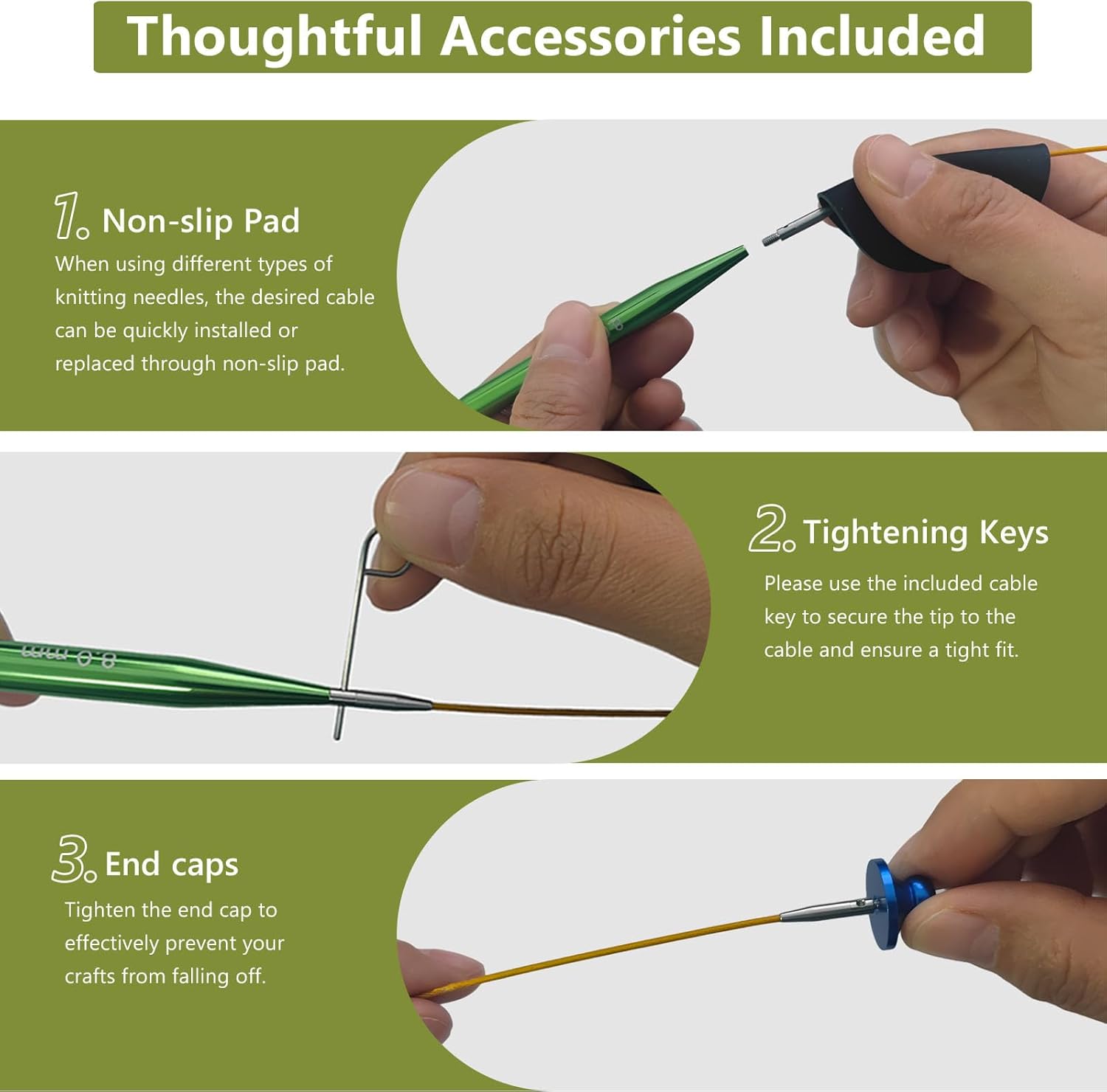 4-inch Knitting Needles Set, 13 Pairs Interchangeable Circular Knitting Needles Set Aluminum 3-10mm with 5 Cables, Knitting Accessories and Case, Green