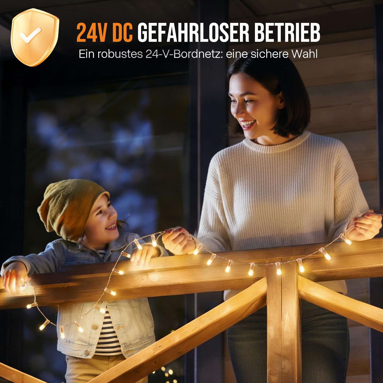 LED Lichterkette Außen 25m mit 200 Warmweißen LEDs, Strombetriebene Lichterkette für Innen & Außen, IP44 Spritzwassergeschützt mit Fernbedienung und Timer, 8 Leuchtmodi für Balkon Deko, Gartendeko
