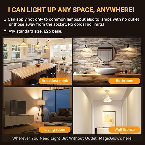 Miniatura 8 de Neporal MagicGlow - Bombillas recargables con cable de carga USB, 3 cambios de tono regulables hasta 20 horas, bombilla LED alimentada por batería