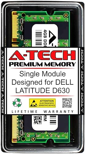 A-Tech 4 GB de RAM para DELL Latitude D630 | DDR2 800MHz SODIMM PC2-6400 200-Pin Non-ECC módulo de actualización de memoria