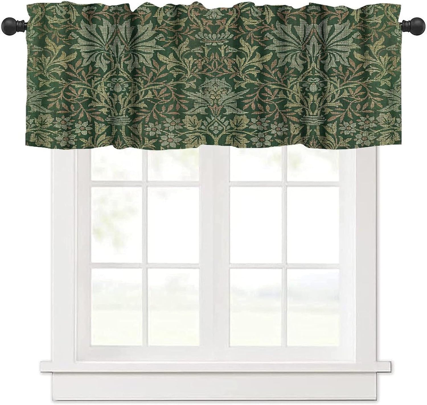 William Morris Window Valance Vintage Floral Plant Animal Strawberry Thief Print Kitchen Window Small Curtain Living Room Bedroom Valance 54x18 Inch 1 Piece