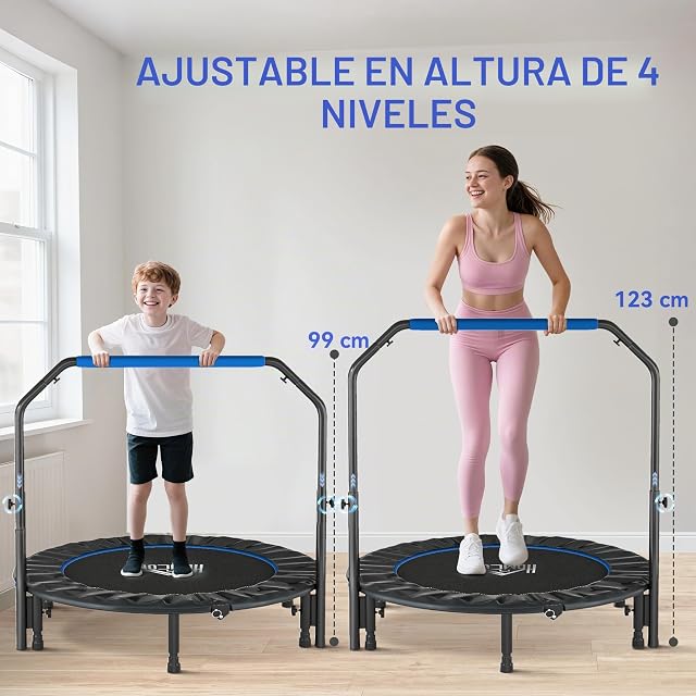Foto 3 de 8 de HOMCOM Trampolín de Fitness Adultos Ø122 cm Plegable Negro y Azul