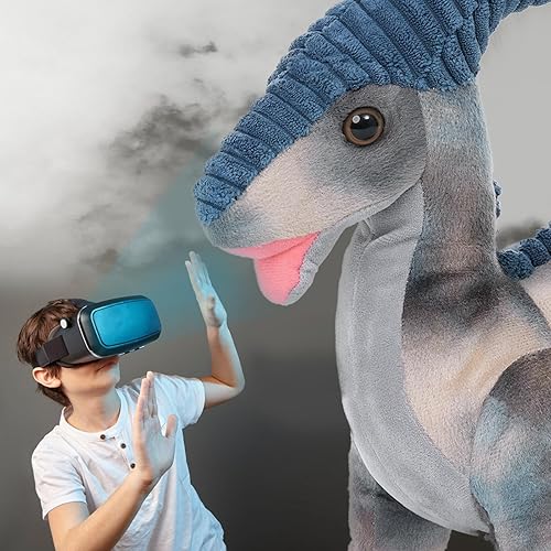 Miniatura 6 de MaoGoLan Dinosaurio gigante de peluche, dinosaurio grande de 22 pulgadas con 4 bebés en el interior, juguete de peluche de parasaurolophus para