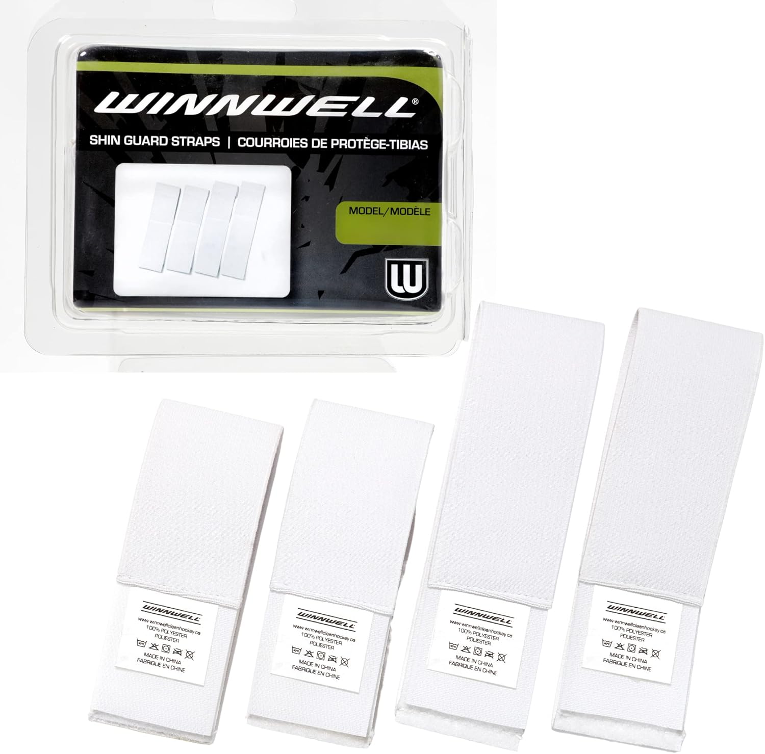 Winnwell Hockey Shin Guard Straps - 4X Shin Guard Velcro Straps for Ice Hockey Shin Pads - Secure Padding & Equipment, Replace Hockey Tape