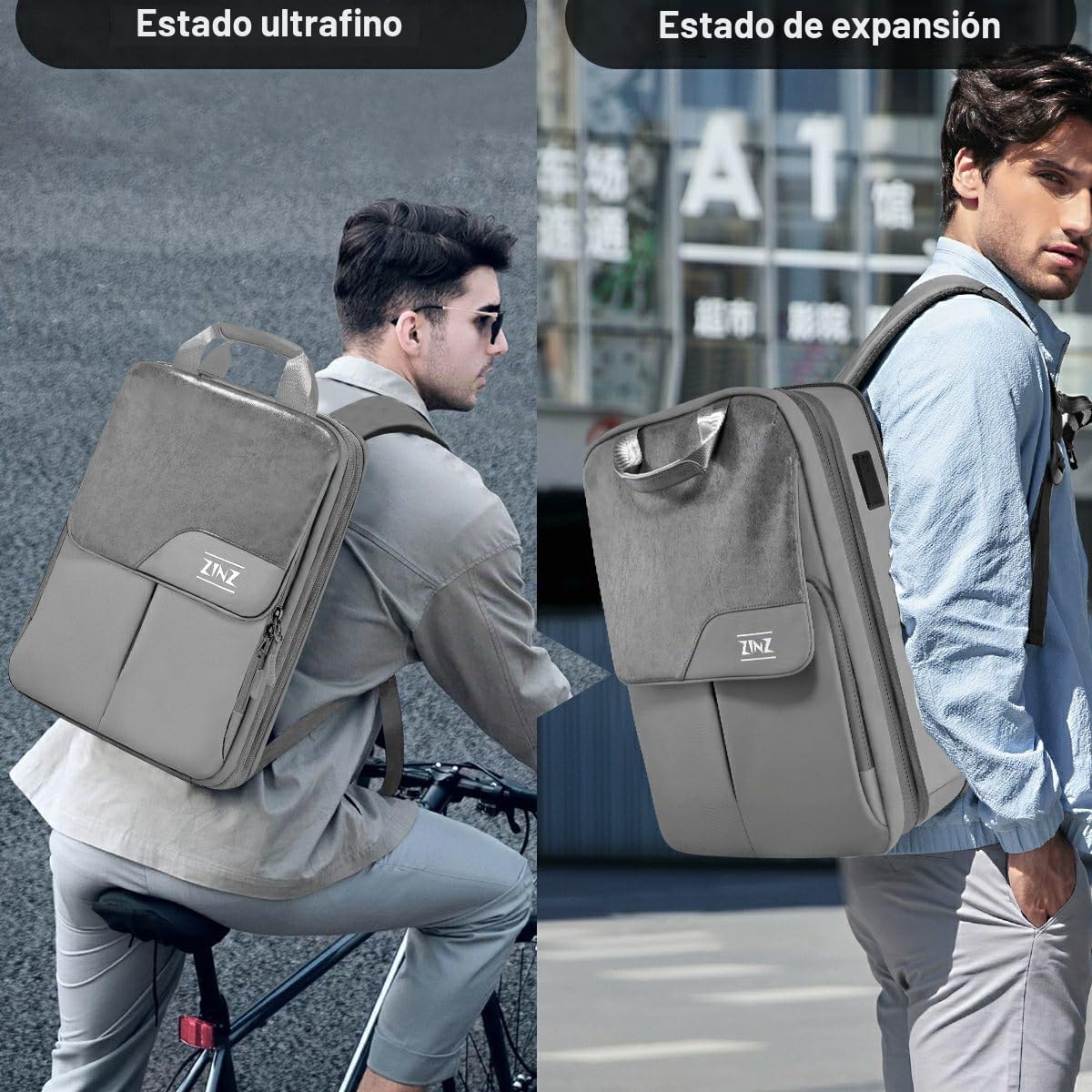 ZINZ 15.6" 16" 17" Mochila Delgada y Expandible para Computadora Portátil Mochila de Viaje para Negocios Mochila Impermeable para Hombres y Mujeres,G01Y01