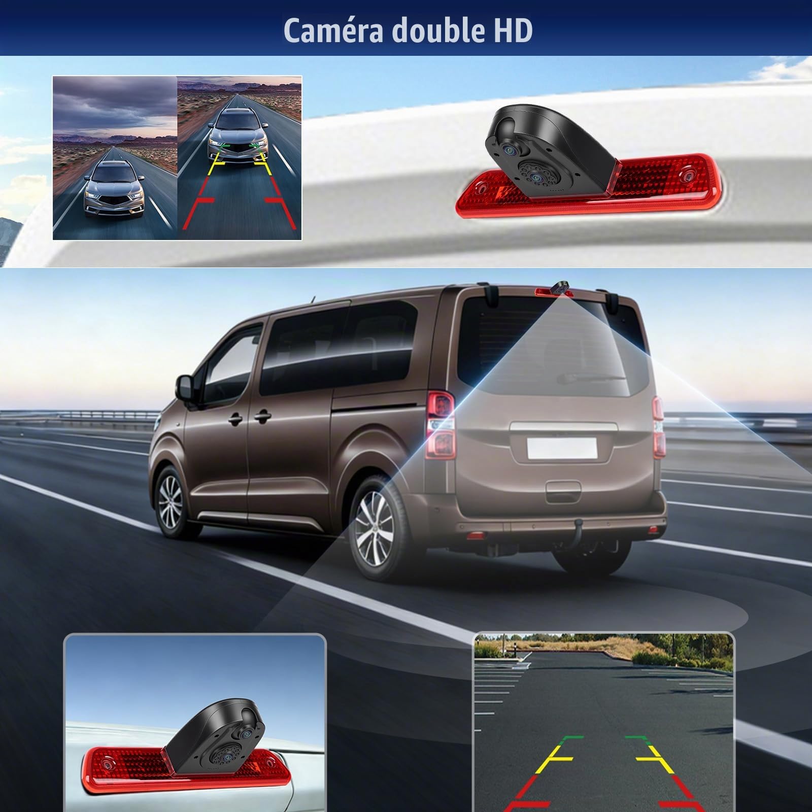 CAMECHO Caméra de Recul HD pour Citroën Jumpy Peugeot Expert Toyota Proace 2007–2016 avec Vision Nocturne, IP67 étanche, Grand Angle 140°, Caméra Orientable à 30°, 12 V, câble de 10 m