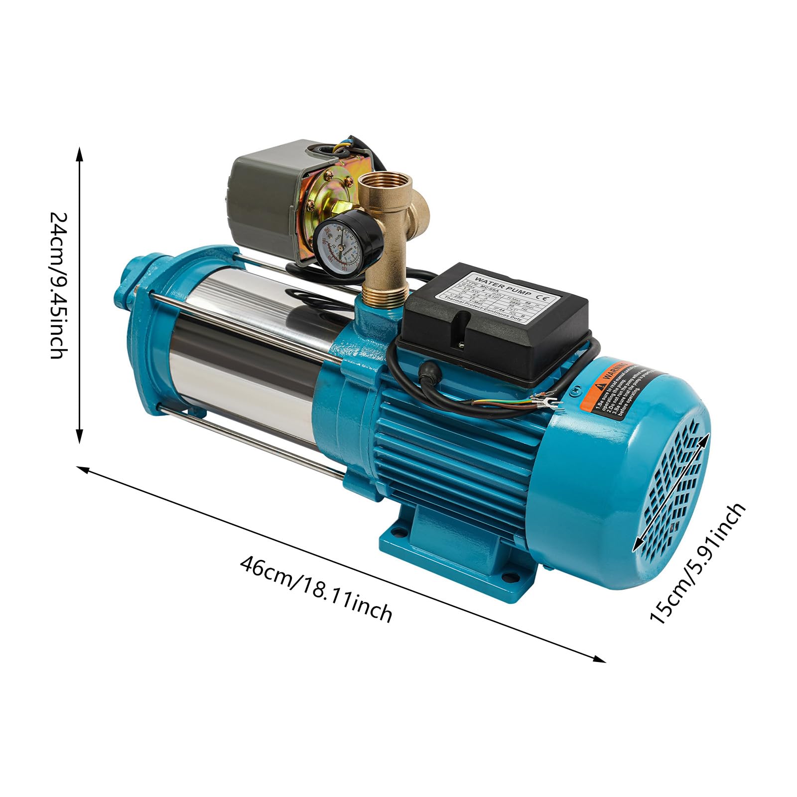 Pompa wodna ze stali nierdzewnej, pompa odśrodkowa, 1300 W, 4000 l/h