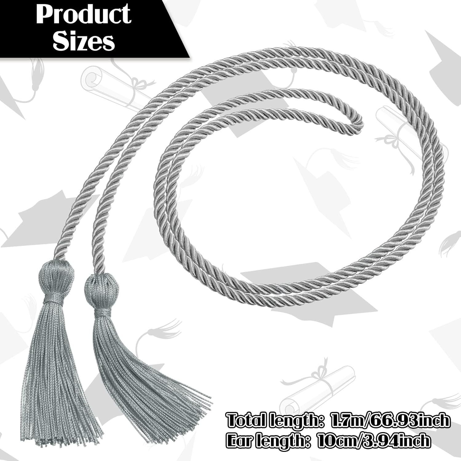 Shappy Silver 20 Pcs 2026 Graduation Cord Bulk Graduation Tassel Honor Cord Handfasting Braided Cords Graduating Yarn Honor Cords for Class of 2026