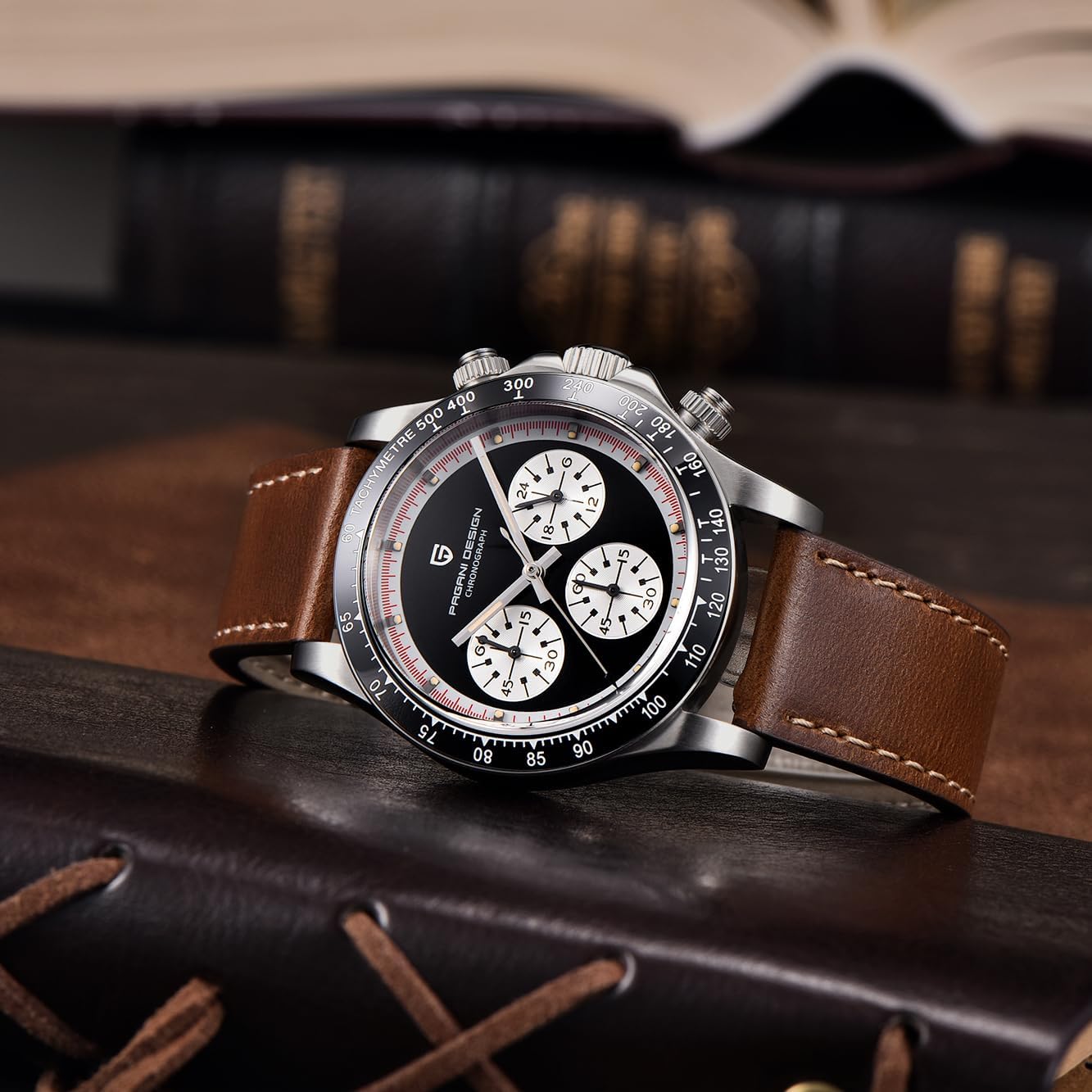 Front view of Pagani Design PD1676 watch dial and subdials