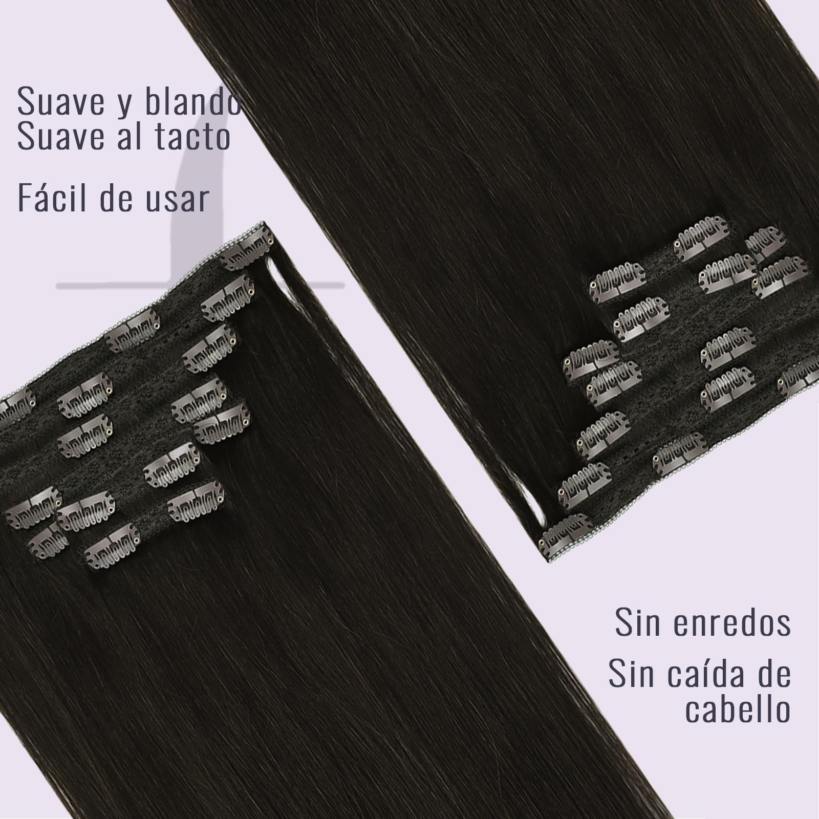 Fshine Extensiones Clip Pelo Natural 14 Pulgadas 35CM 120g Remy Extensiones Marrón Oscuro Extensiones de Cabello Humano 7 Piezas Cabello Clip con Extensiones de Pelo Natural Color 2