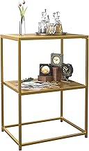 Yusong Gold End Table, Small Side Table for Small Spaces, Standing Metal Shelf, Narrow Night Stand Bedside Table for Bedroom, Sofa Couch Tables for Living Room, Gold