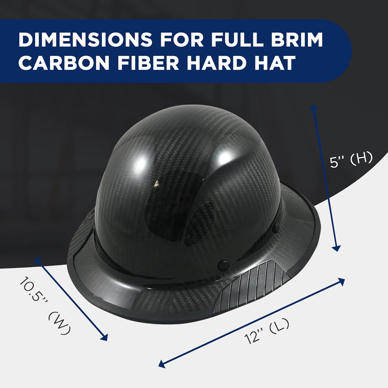 Lift Safety Actual Carbon Fiber Material Hard Hat with Texas America Safety Company Protective Edging and Hard Hat Tote- Full Brim