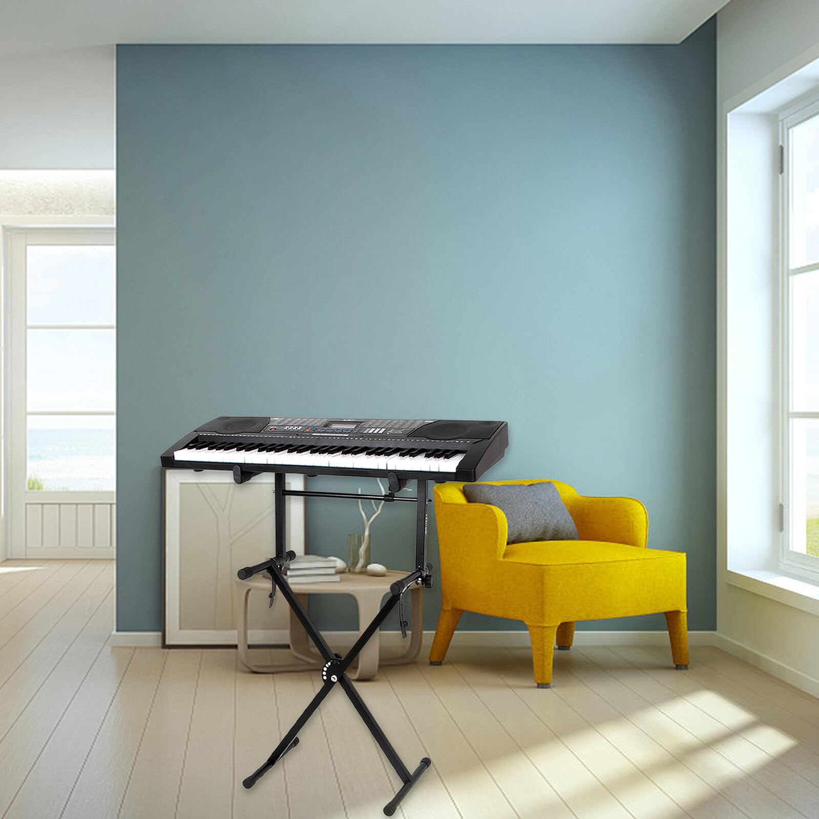 MAGICLULU Support Clavier Piano Fer Robuste et Hauteur Double Antidérapant pour Scène et Maison