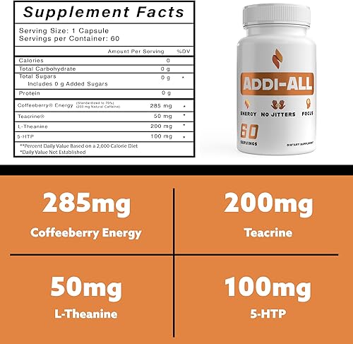Miniatura 3 de ADDI-ALL XR Focus  Energy Suplemento - Brain Booster - Cóctel matutino para aves tempranas - Apoyo Adderall - Enfoque energía y vitaminas de apoyo