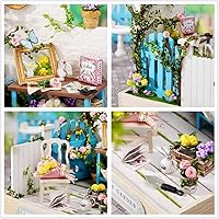 Vista 7 de Kit de casa de muñecas en miniatura de Kisoy con muebles, kit de casa de madera 3D de bricolaje con cubierta antipolvo, juguetes de casa pequeña