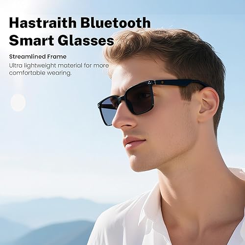 Miniatura 5 de Lentes inteligentes, 5.3 gafas de sol Bluetooth con altavoz de oído abierto, compatible con asistente de voz, lente de bloqueo de luz azul