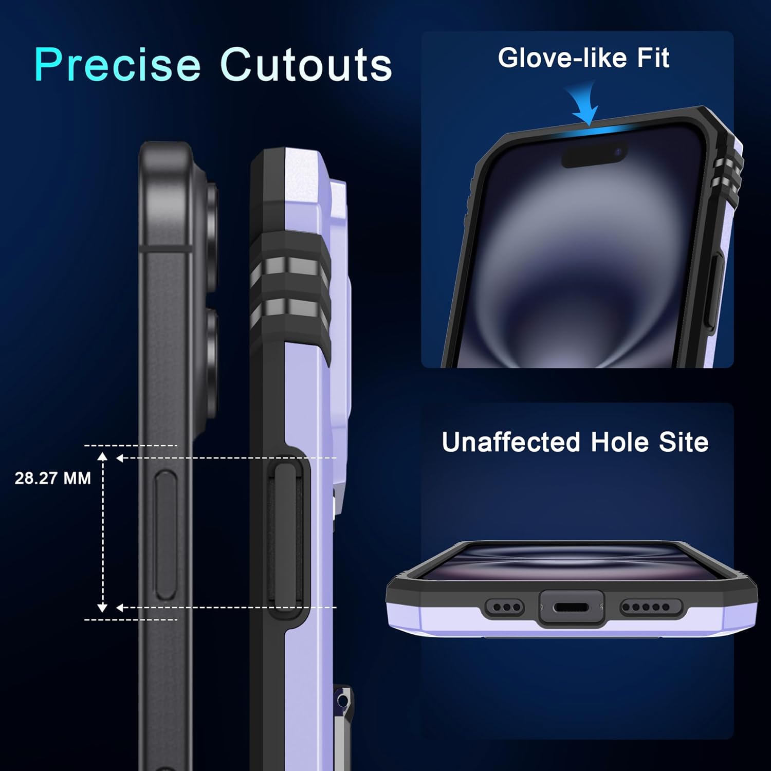 DEERLAMN Case for iPhone 16 with Slide Camera Cover+Screen Protector (2 Packs), Rotated Ring Kickstand Military Grade Shockproof Protective Cover-Light Purple - Image 6