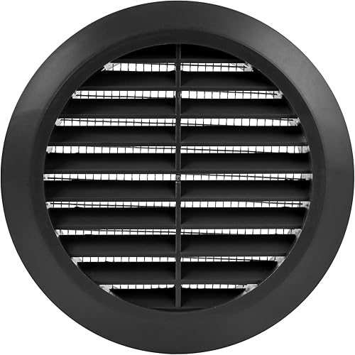 Rejilla de ventilación redonda negra de 2.8 pulgadas - Uso interiorexterior - (brida 2.8 Ø  rejilla 3.75 Ø) disponible 8 tamaños  4 colores.