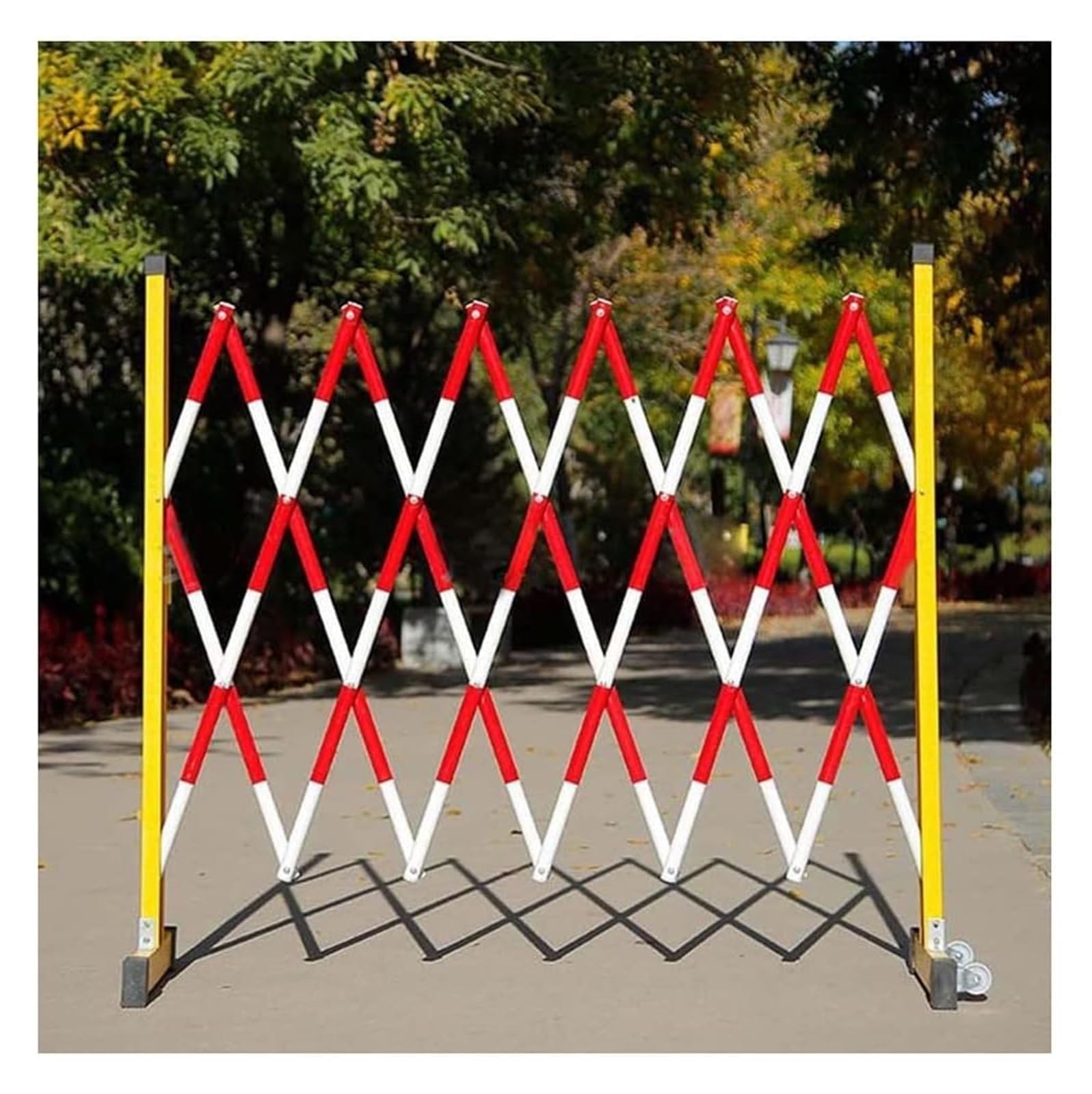 HCZKIUJY Expandable Barricade,Mobile Barrier Gate, Expandable Metal Barricade Retractable Traffic Fence Mobile Safety Barrier Gate for Hospitals (Red Yellow 1.2x2.5m)