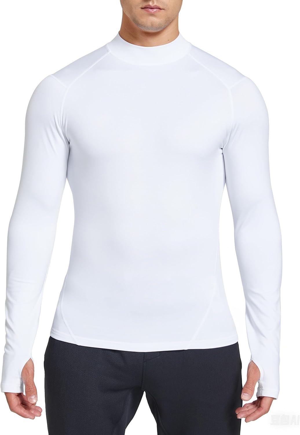 FitsT4 Sports Men's Thermal Shirt Fleece Lined Mock Neck Base Layer Tops - Image 3