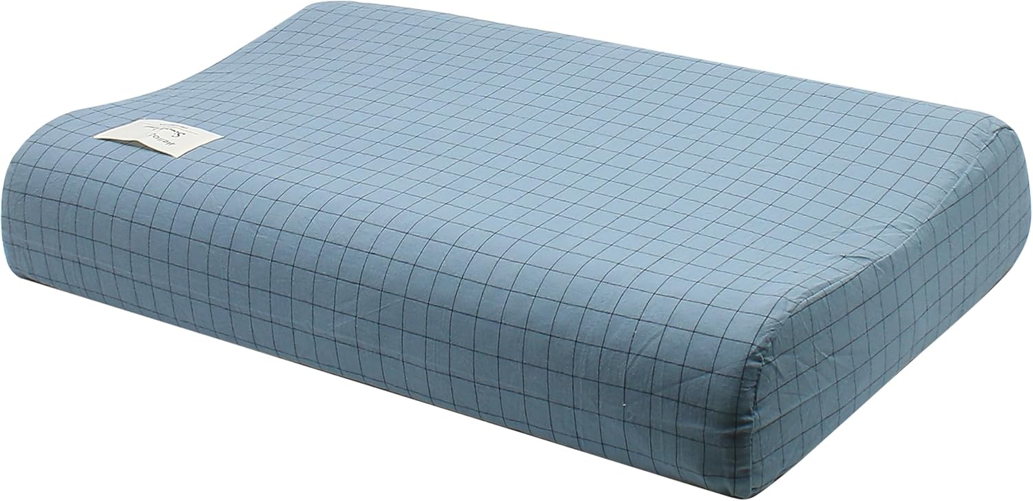 Contour Pillow Case Cotton Pillowcase Covers with Zipper, Zippered Soft Replacement Cases for Memory Foam Ergonomic Contour Neck Cervical Latex Pillows for Pain Relief Protector Plaid Print Cover Only